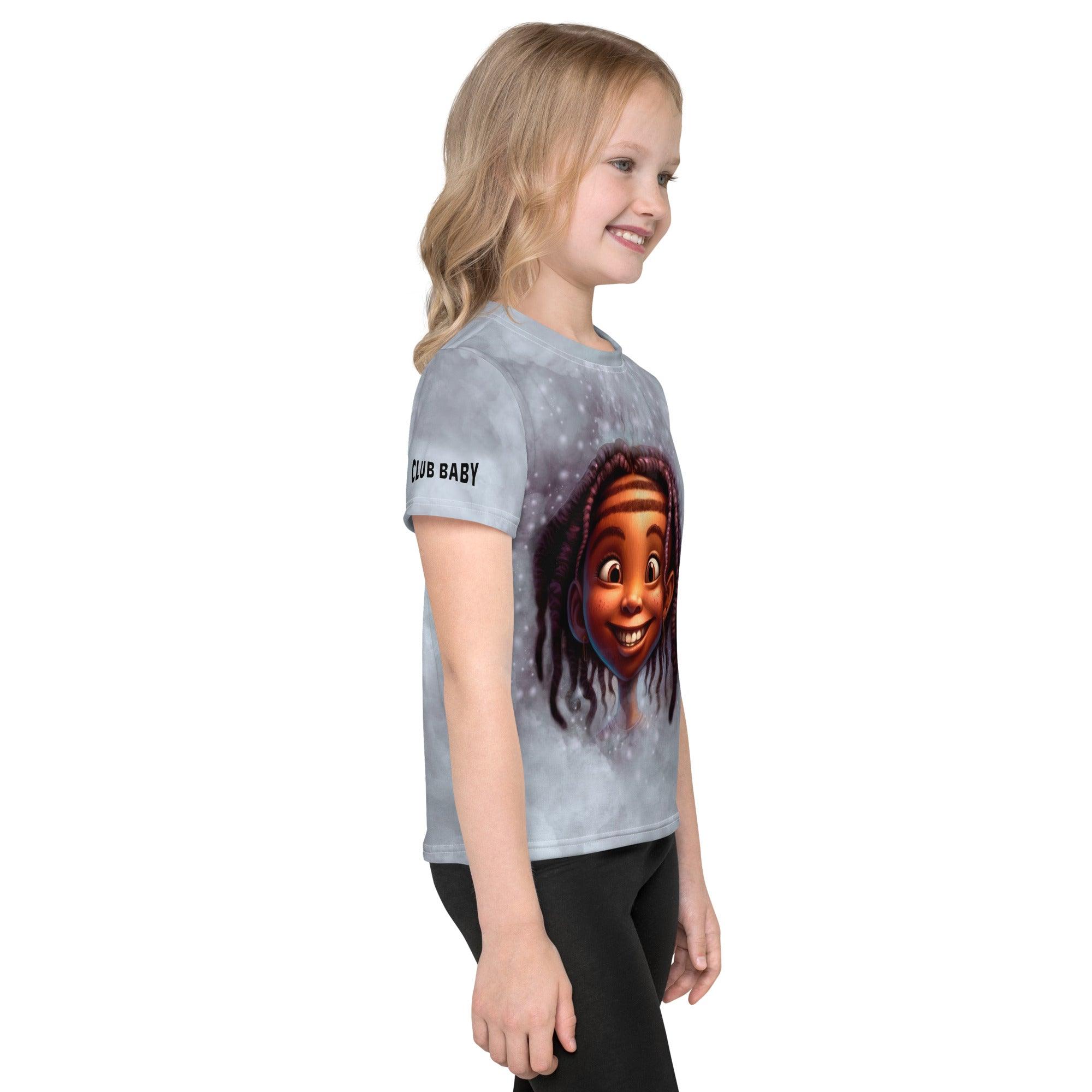 Magical Peepers Collection kids' t-shirt on display, showing the fun and colorful pattern.