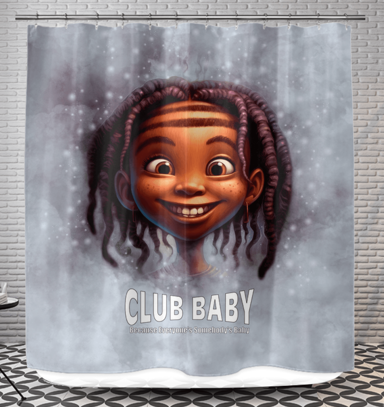 Colorful Magical Peepers shower curtain with whimsical eye patterns.