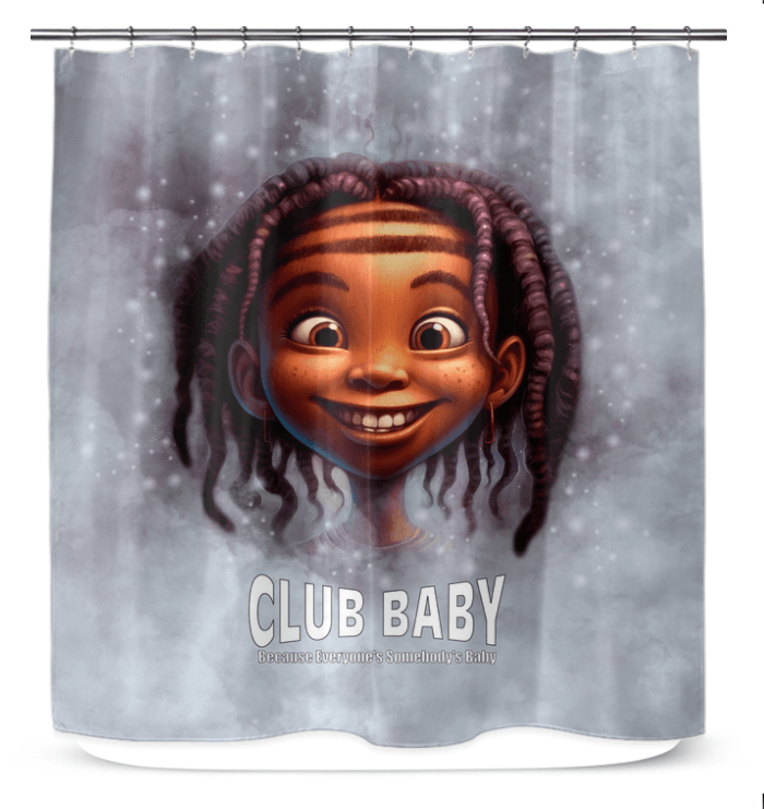 Bright and playful Magical Peepers Collection curtain in a bathroom setting.