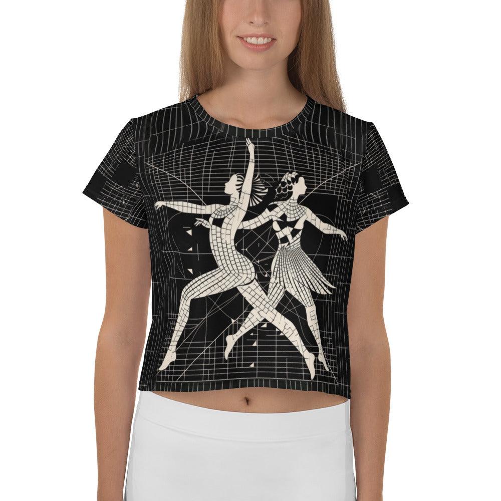 Stylish balletic print crop top, perfect for dancers.