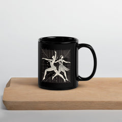 Majestic Balletic Attire Black Glossy Mug front view.