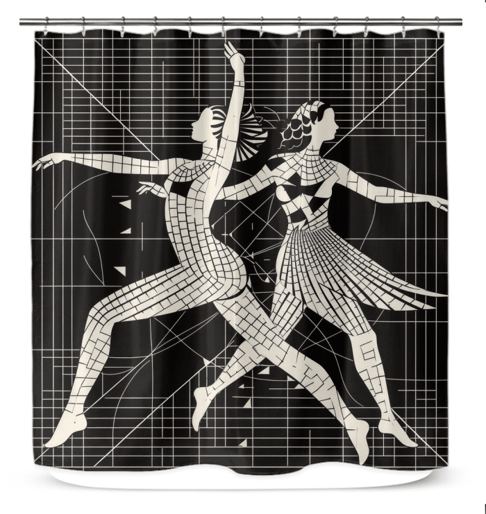 Majestic shower curtain featuring balletic attire design for a sophisticated look.