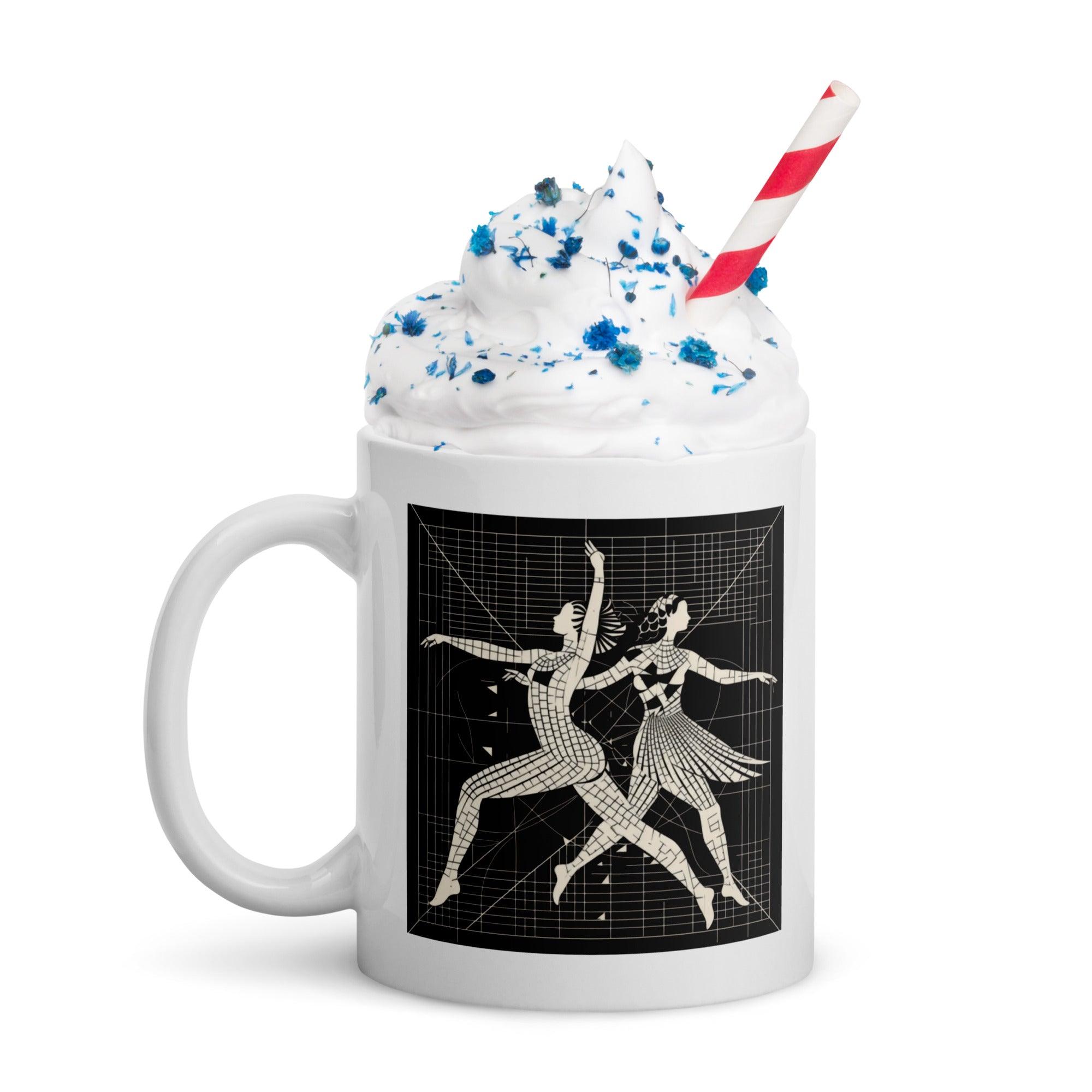 Close-up of Majestic Balletic Attire White Glossy Mug.