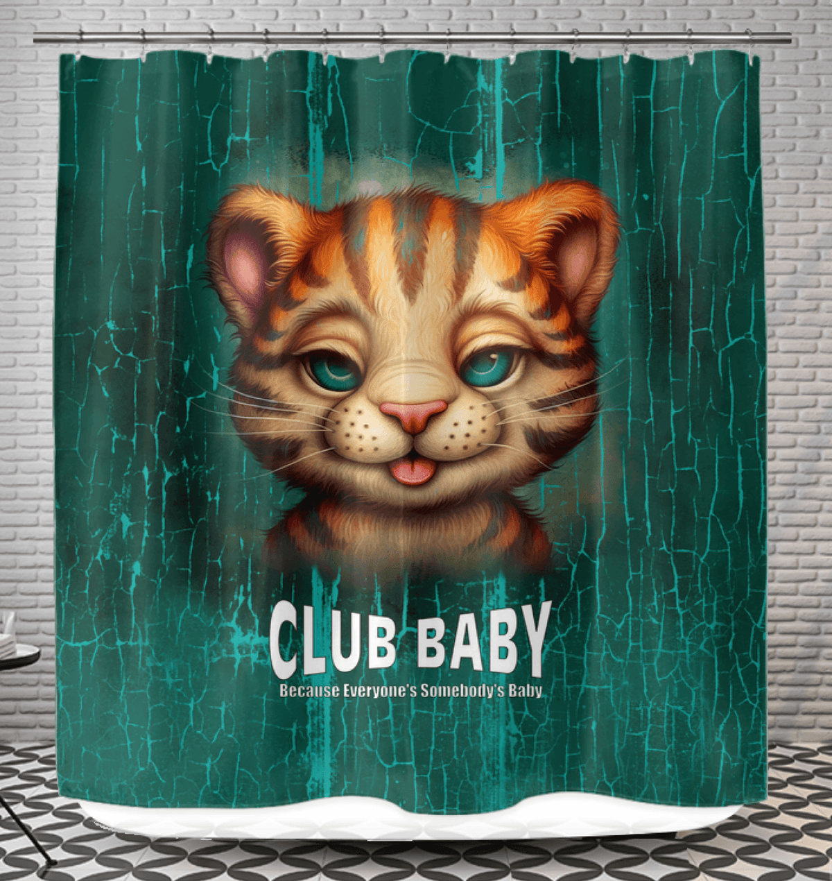 Elegant shower curtain with artistic feline design for modern bathrooms.