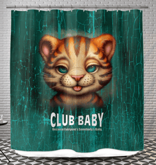 Elegant shower curtain with artistic feline design for modern bathrooms.