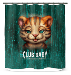 Majestic Feline Visions curtain adding a splash of art to shower spaces.