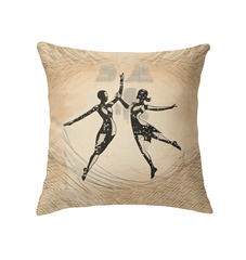 Image of a Majestic Feminine Dance Motion Indoor Pillow in a cozy living room setting