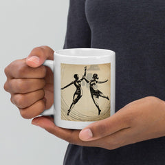 Feminine dance motion artwork on white mug