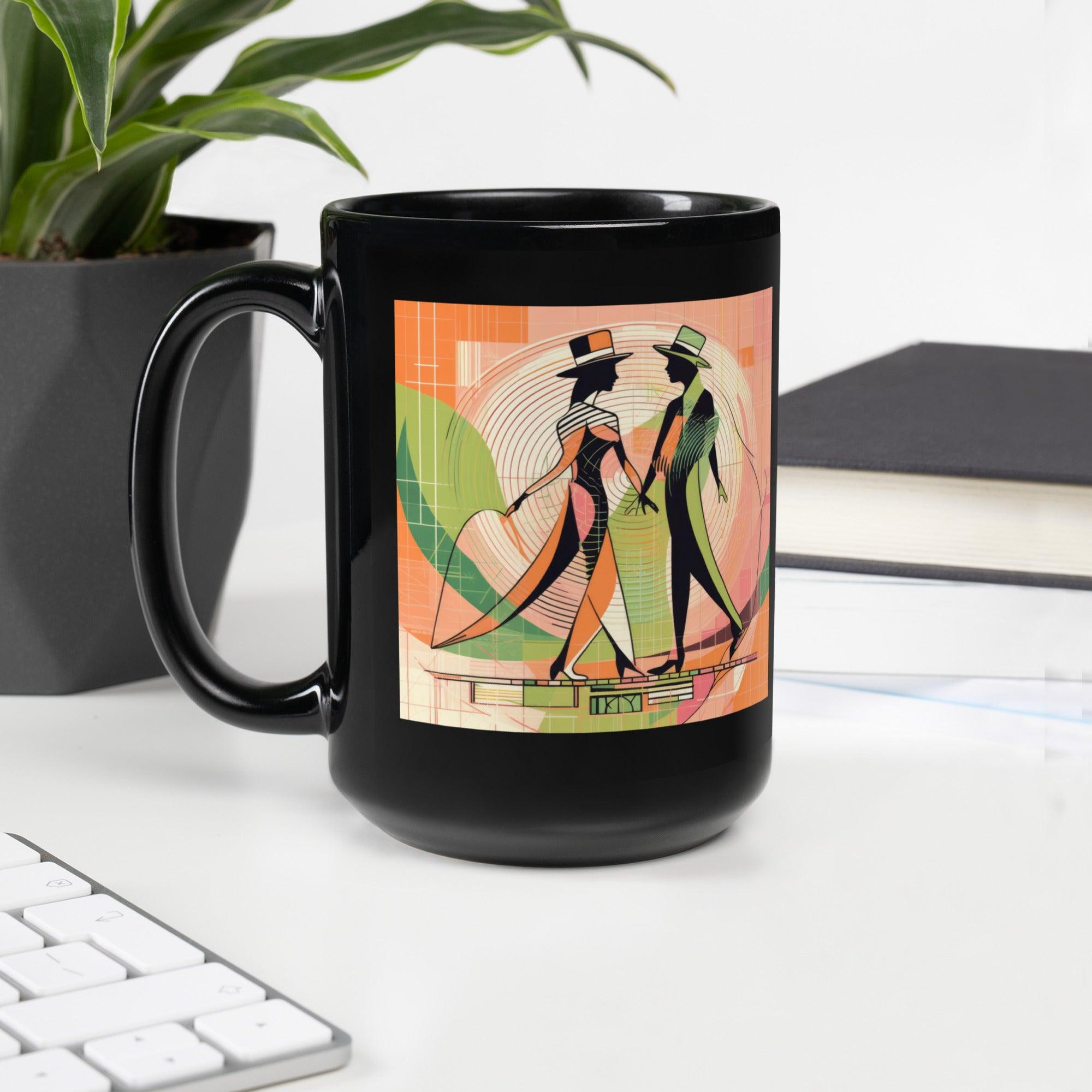 Elegant black coffee mug for dance lover