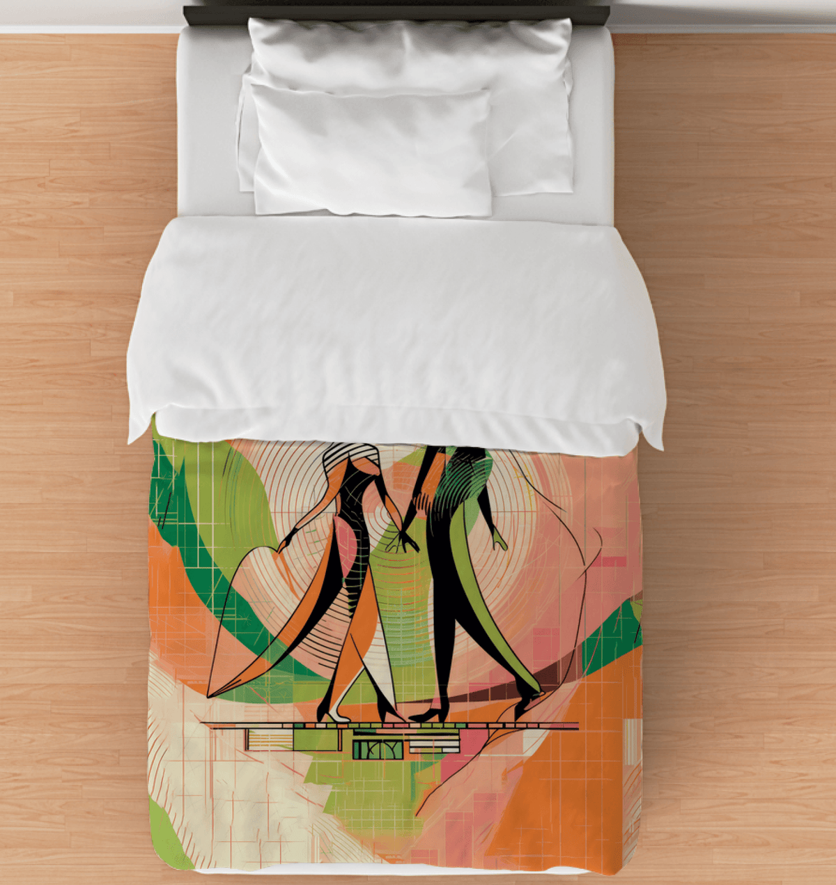 Majestic dance-themed bedding for a sophisticated bedroom aesthetic.