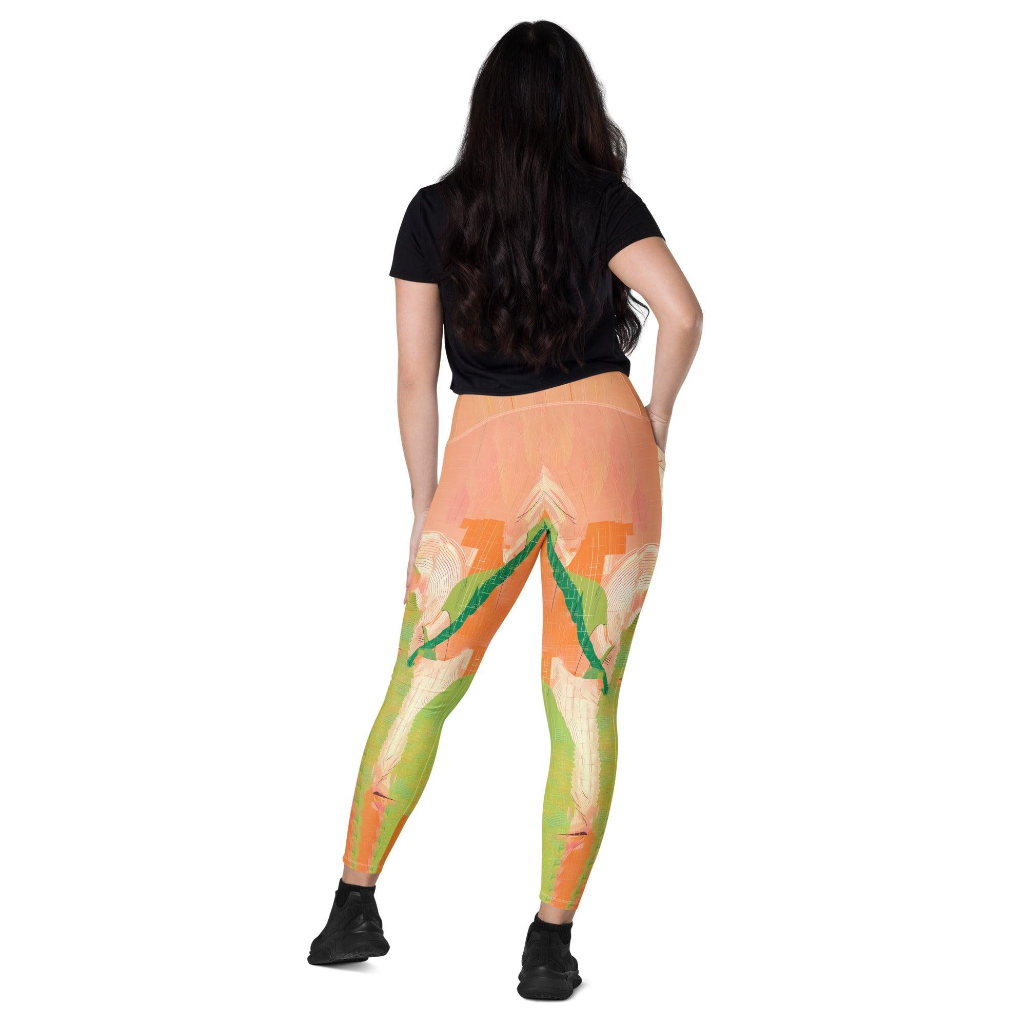 Comfortable dance attire crossover leggings with pockets in action.