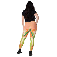 Comfortable dance attire crossover leggings with pockets in action.