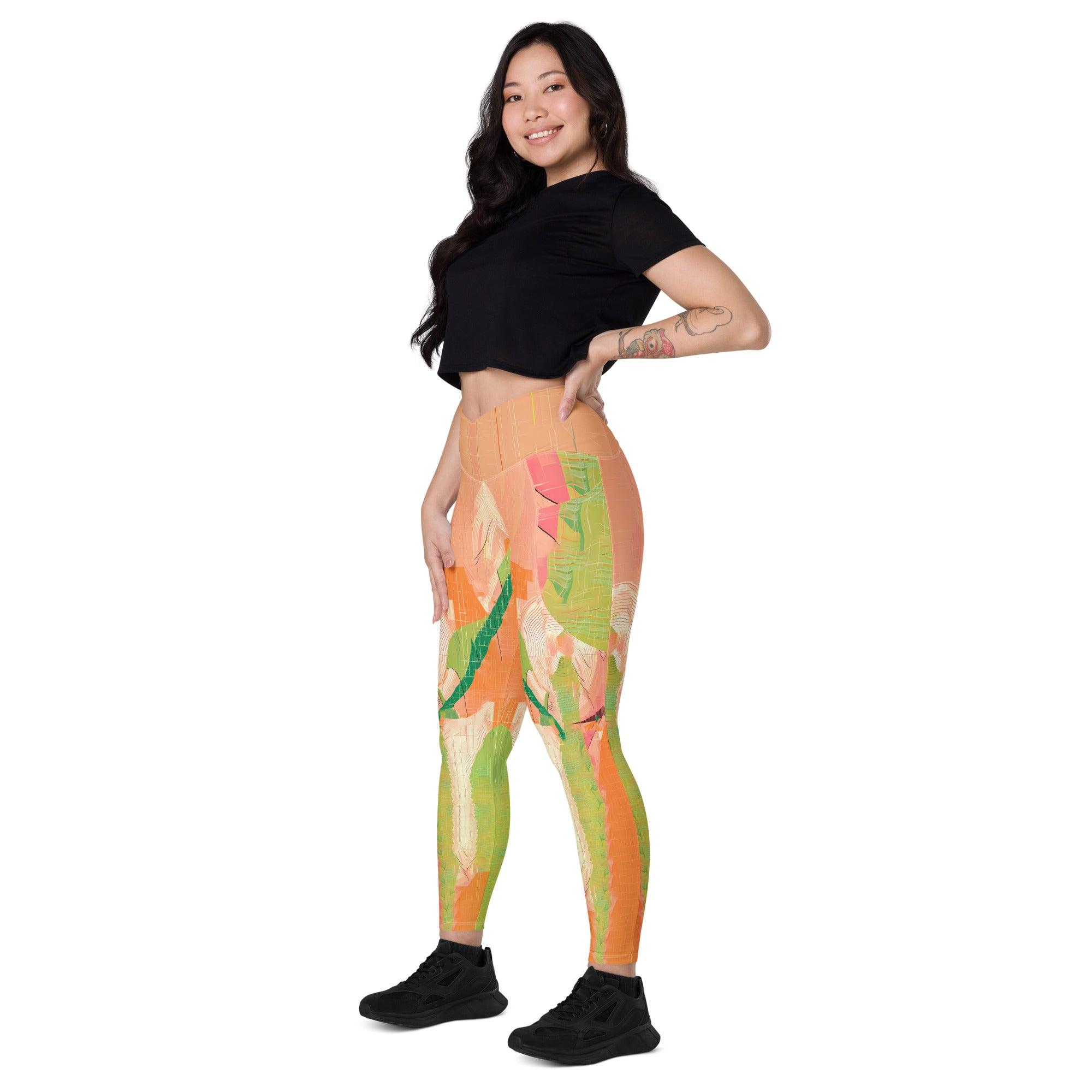 Close-up of the pocket detail on Majestic crossover leggings.