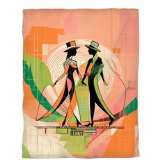 Majestic women's dance attire themed duvet cover on a bed.