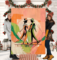 Majestic Women's Dance Attire Sherpa Blanket laid out on a cozy reading nook.