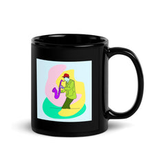 Male-Saxophonist Black Glossy Mug - Beyond T-shirts