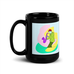 Male-Saxophonist Black Glossy Mug - Beyond T-shirts