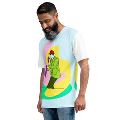 Male Saxophonist Men's T-Shirt - Close-up of Graphic Design