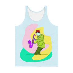 Male Saxophonist Unisex Tank Top Front View