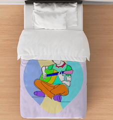 Man Playing Guitar Line Art Duvet Cover - Beyond T-shirts