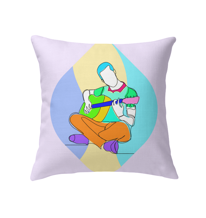 Man Playing Guitar Line Art Indoor Pillow - Beyond T-shirts