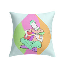 Man Playing Guitar Line Art Indoor Pillow - Beyond T-shirts