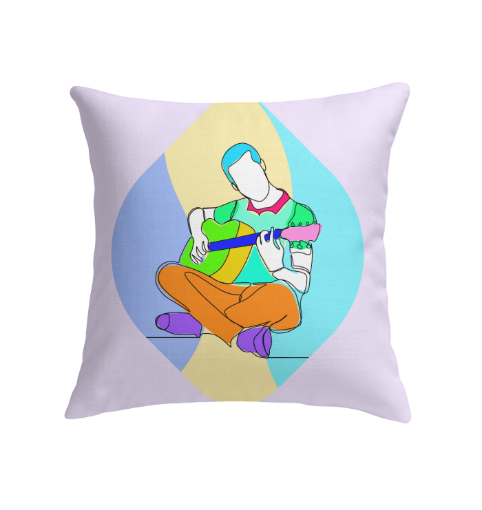 Man Playing Guitar Line Art Indoor Pillow - Beyond T-shirts