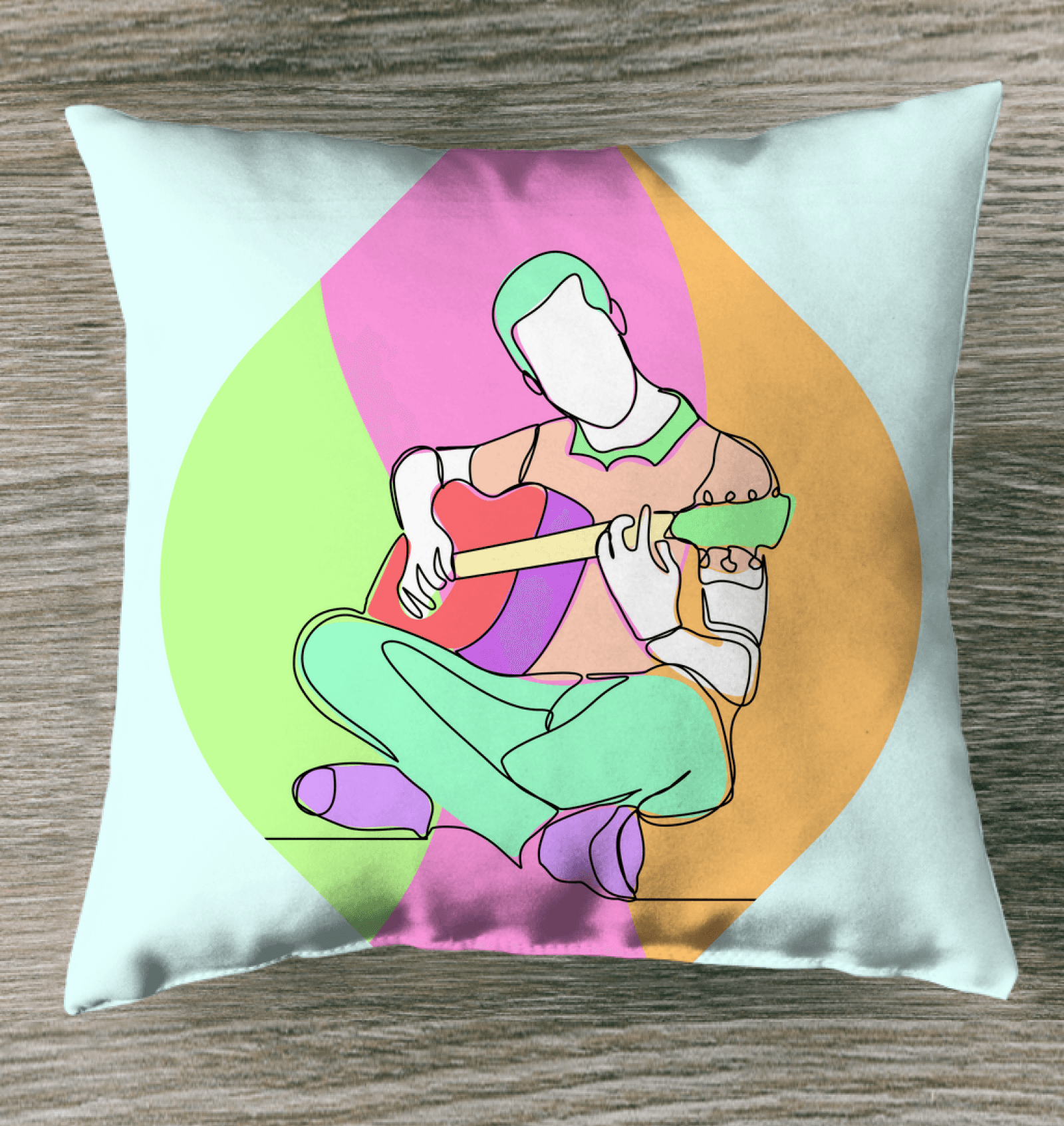 Man Playing Guitar Line Art Indoor Pillow - Beyond T-shirts