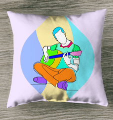 Man Playing Guitar Line Art Indoor Pillow - Beyond T-shirts