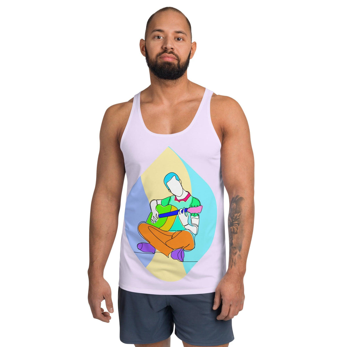 Man playing guitar line art Men's tank top - Beyond T-shirts