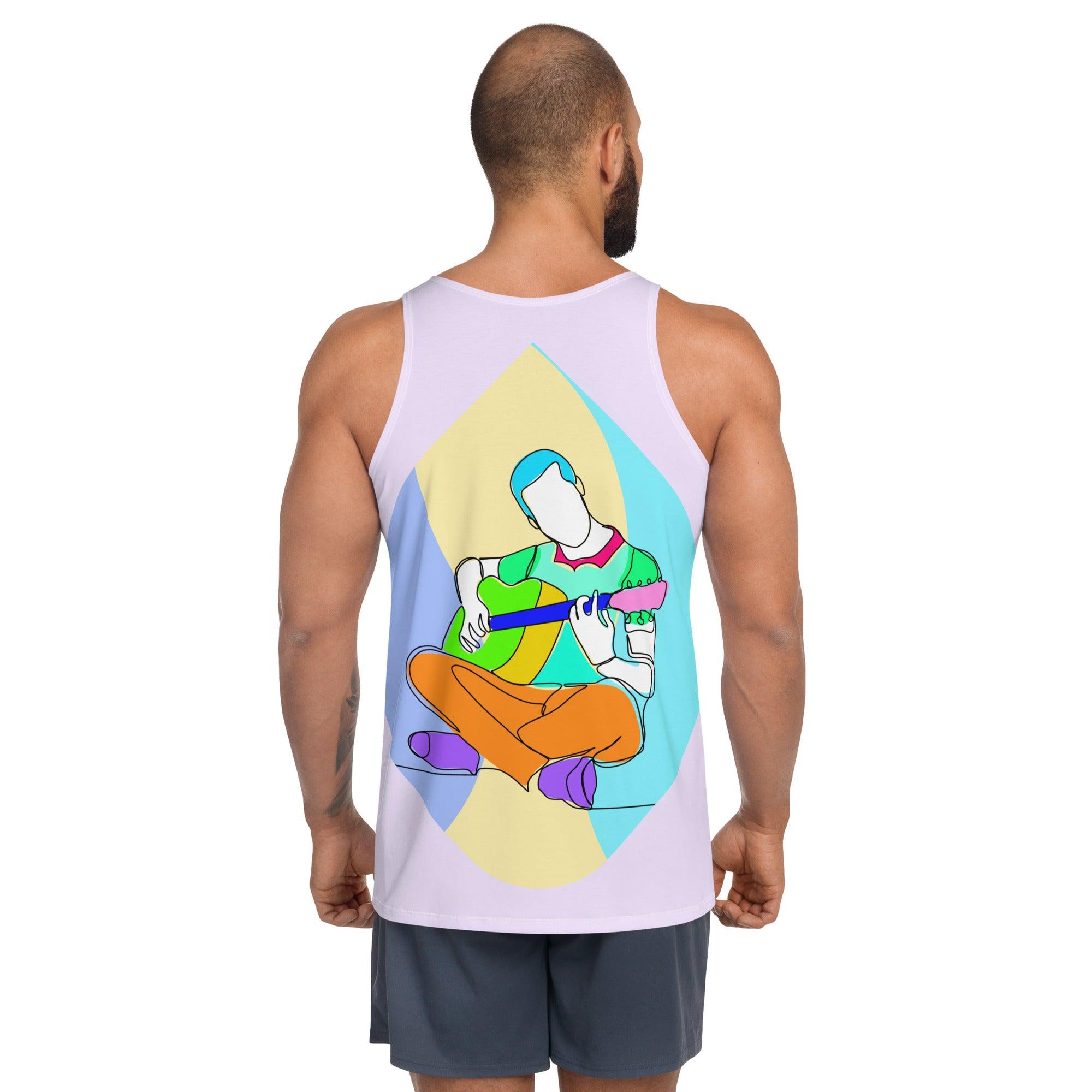 Man playing guitar line art Men's tank top - Beyond T-shirts