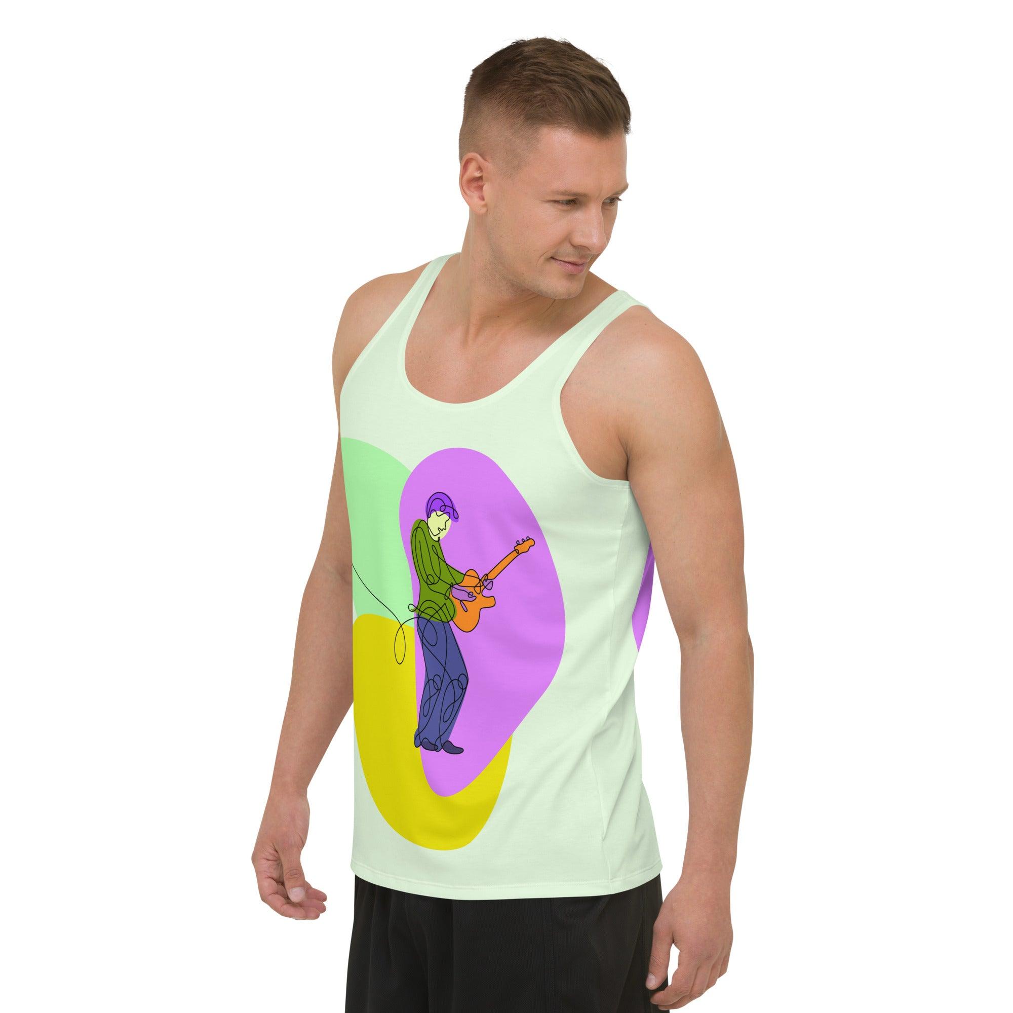 Man Wearing Electric Guitar Tank Top