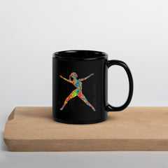 Ballet-themed glossy black mug for coffee and tea