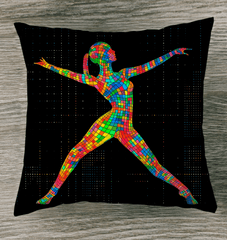 Elegant indoor pillow with balletic attire design, perfect for home decor.