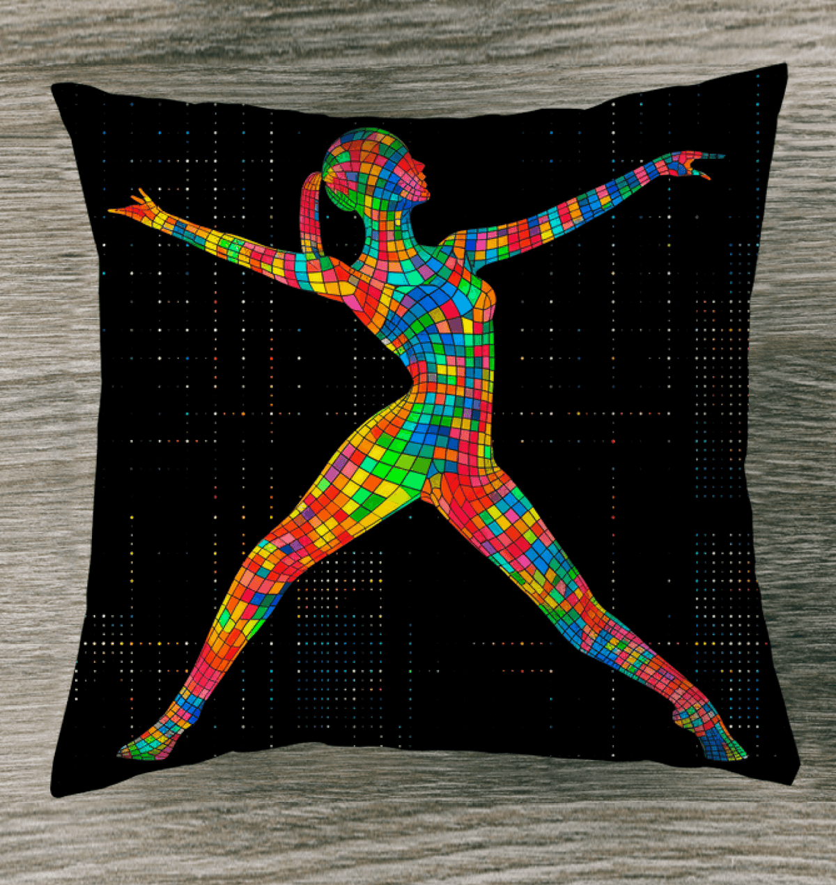 Melodic Balletic Attire Outdoor Pillow showcased on a modern outdoor chair.