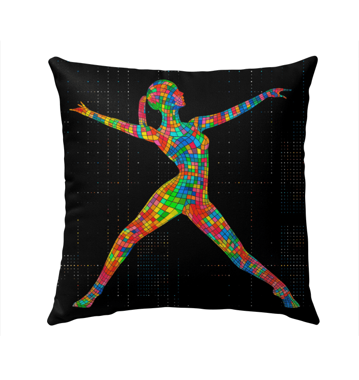 Outdoor scene adorned with the Melodic Balletic Attire Outdoor Pillow, enhancing the ambiance with its stylish presence.