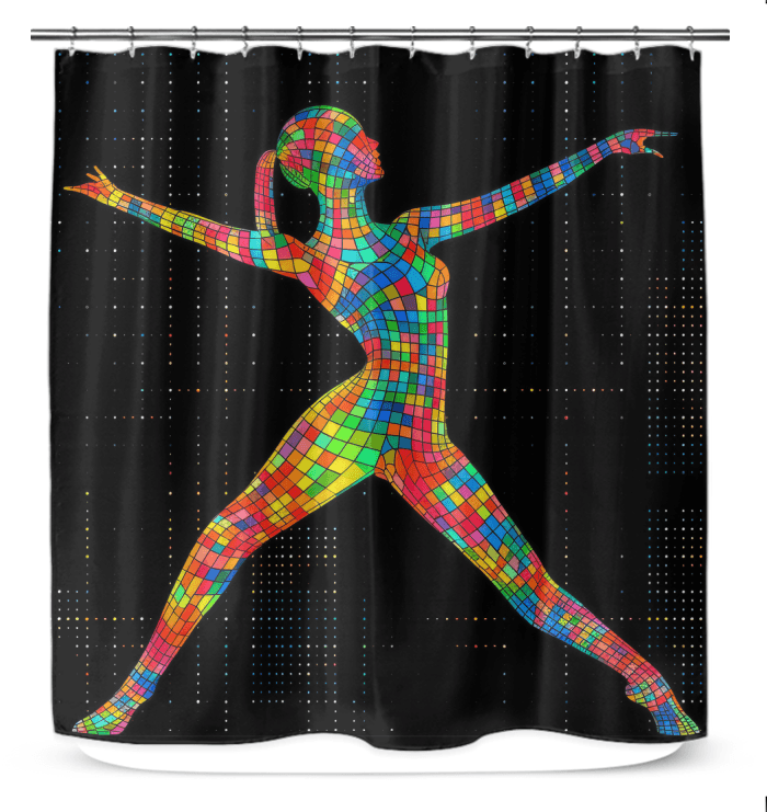 Melodic Balletic Attire themed shower curtain featuring elegant ballet-inspired design for home decor.