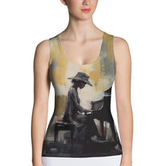 Colorful Melodic Mirage Sublimation Tank Top on white background.