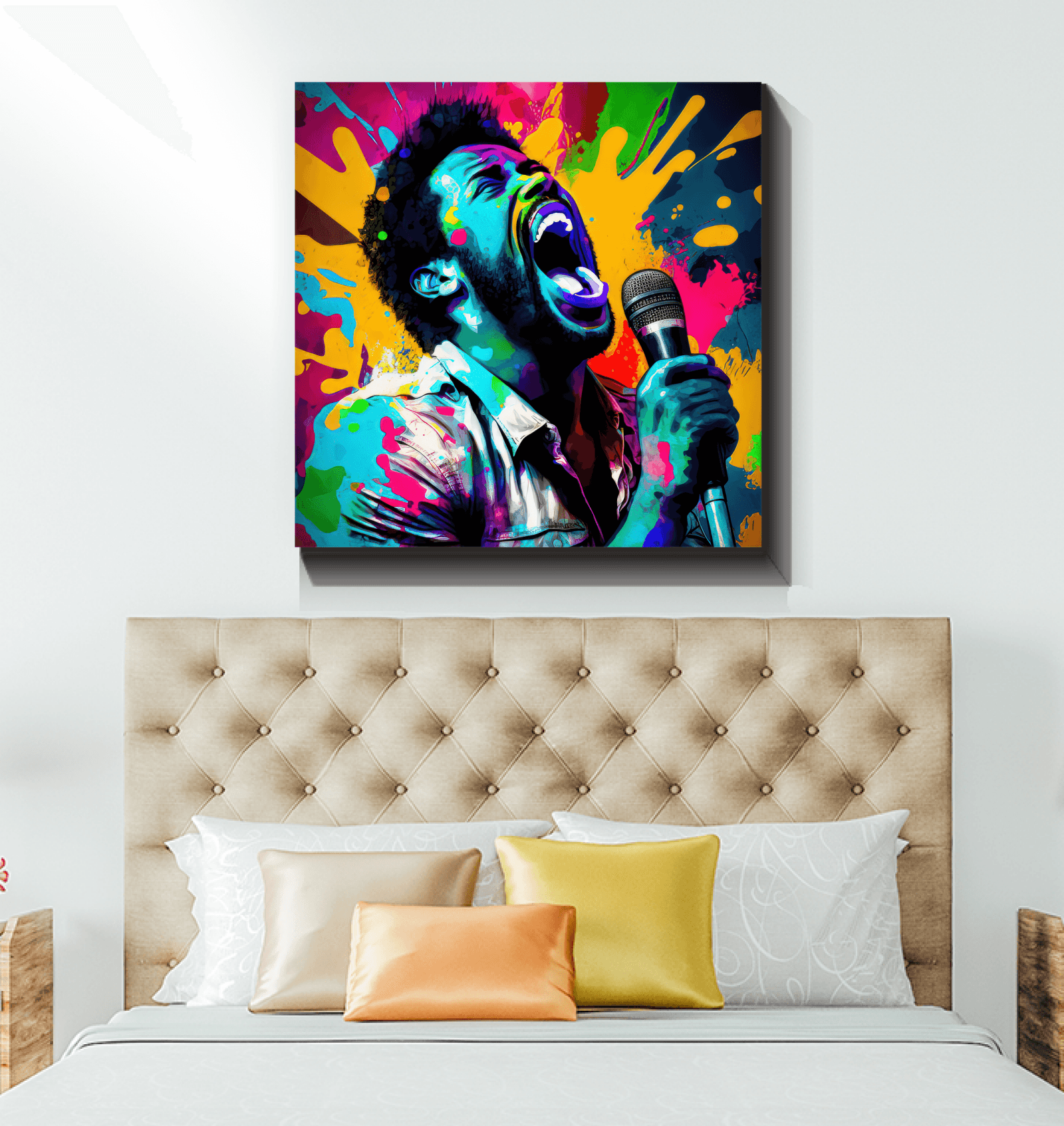 Melodic Notes Illuminate Art Wrapped Canvas - Beyond T-shirts