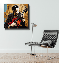 Wall-mounted Melodies Carry Us Home canvas in living room setting.