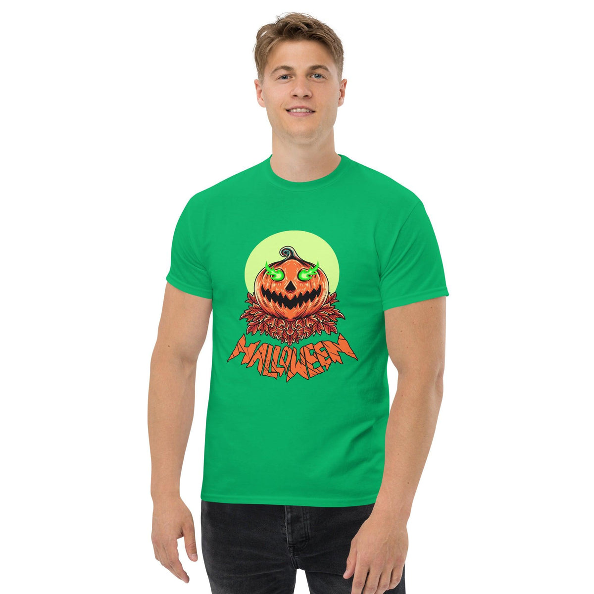Moonlit Monsters: Men's Classic Halloween Tee - Beyond T-shirts