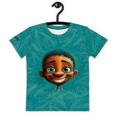 Child wearing Mesmerizing Fairy Vision T-shirt with fairy print design.