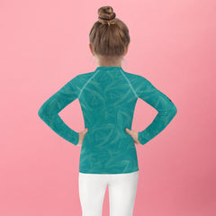 Close-up of Mesmerizing Fairy Vision Kids Rash Guard material.