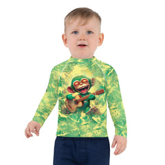 Back view of 'Mischief In Their Eyes' Rash Guard for kids