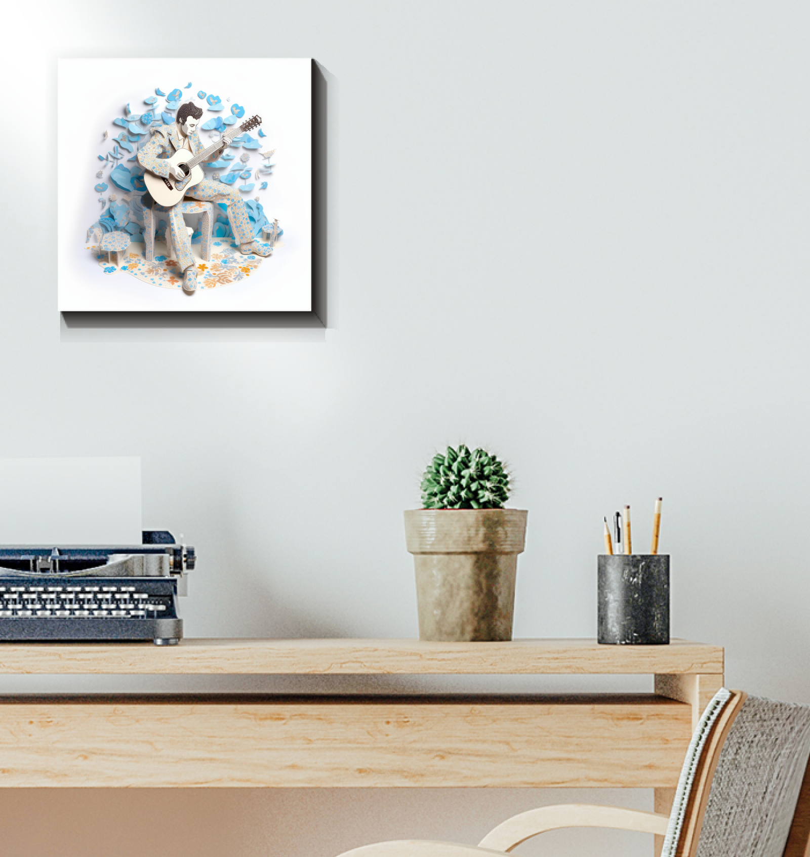 Modern Home Decor Feather Wrapped Canvas