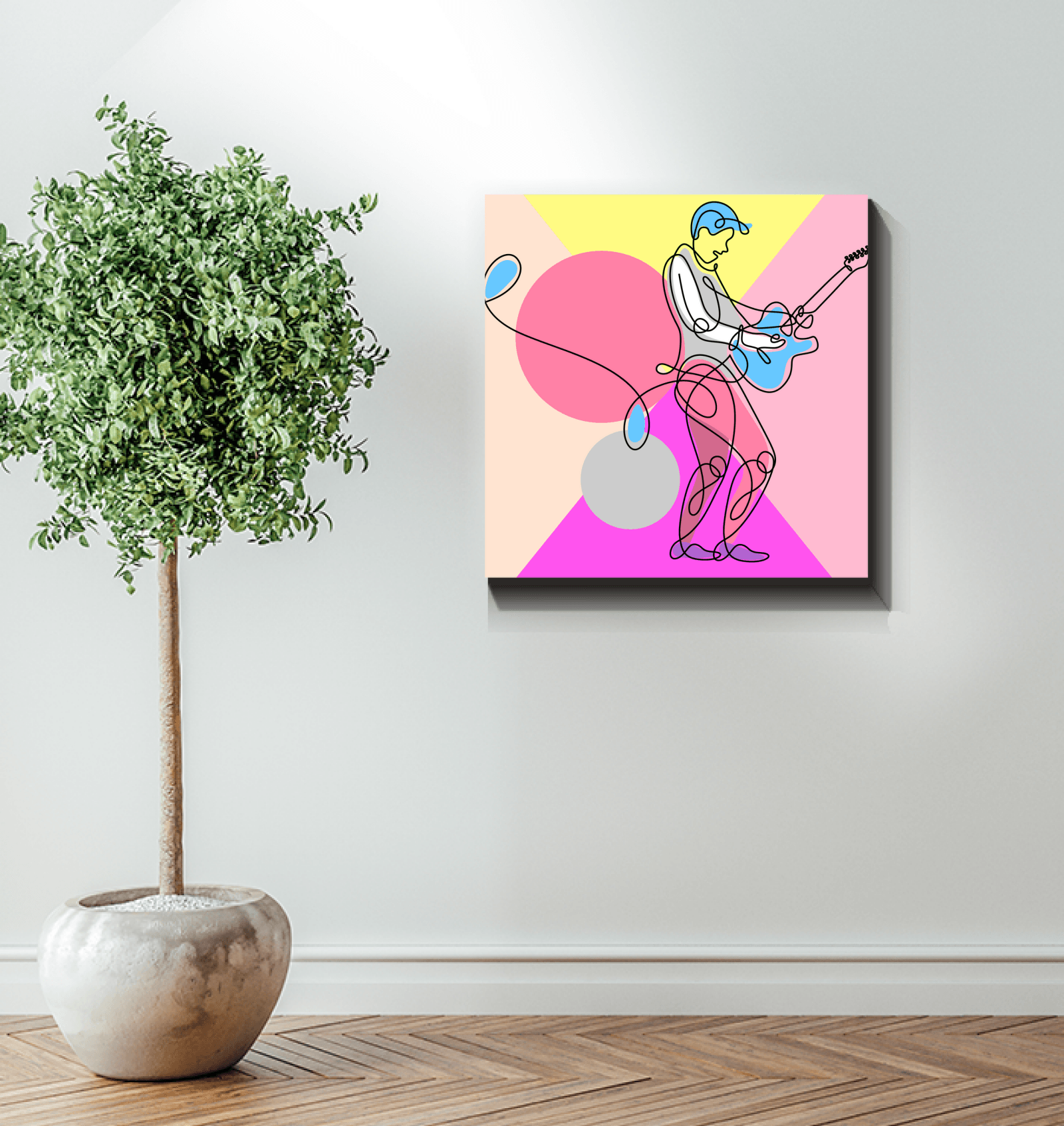 Guitar Line Art 4 Wrapped Canvas - Beyond T-shirts