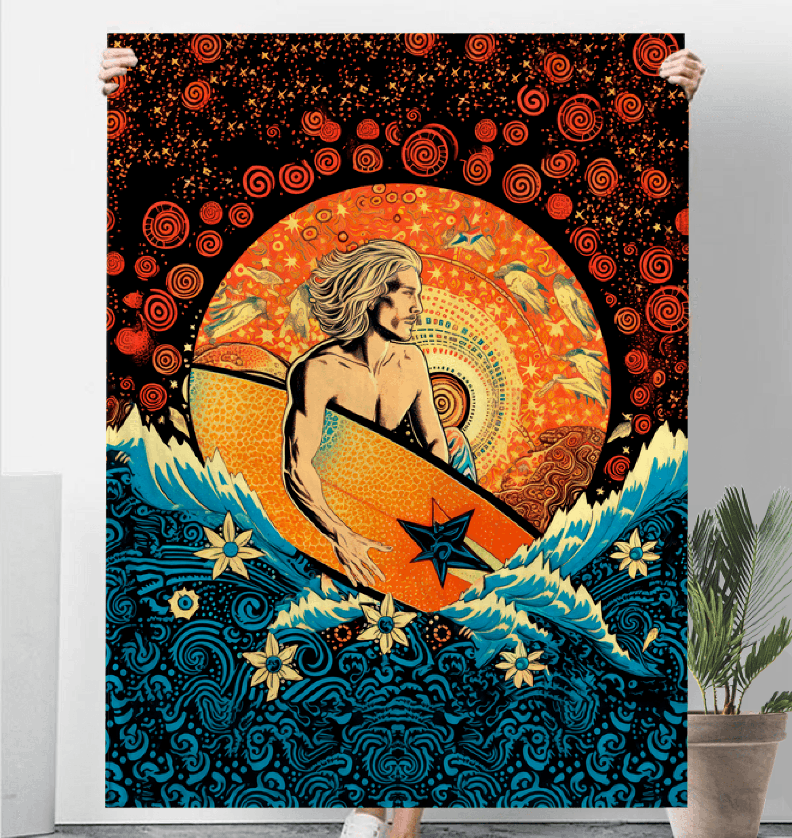 Wave Rider Sherpa Throw Blanket - Beyond T-shirts