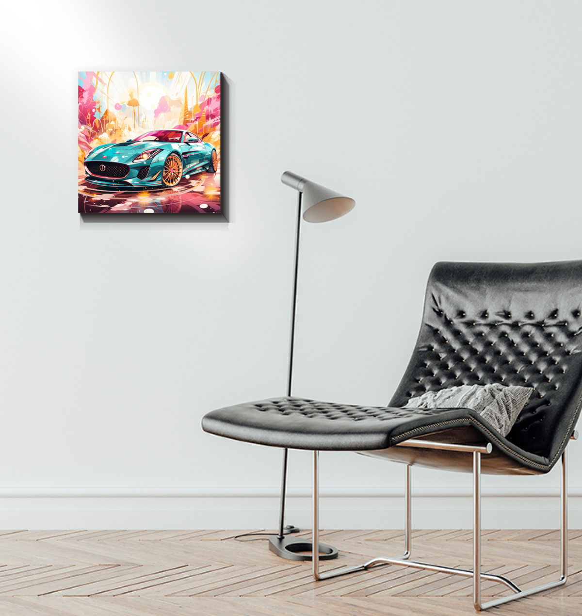 Night Drive Neon Wrapped Canvas