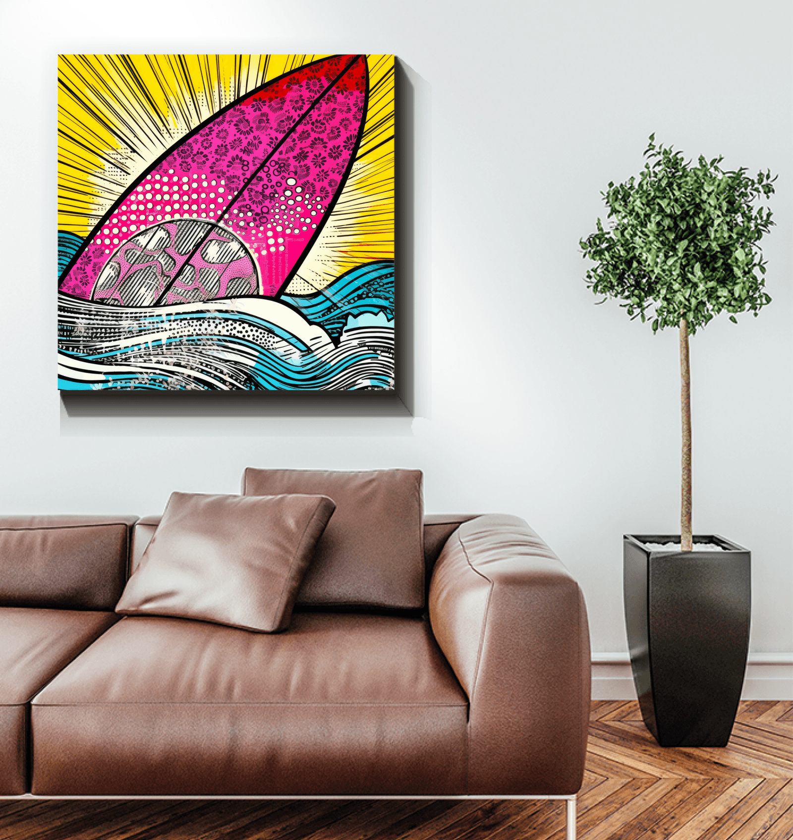 Vibrant colors of Surfing 5 32 Wrapped Canvas