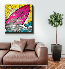 Vibrant colors of Surfing 5 32 Wrapped Canvas
